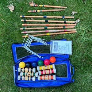 Sportcraft Outdoor Croquet Set 6 Player w/ Carrying Bag Instructions Vintage